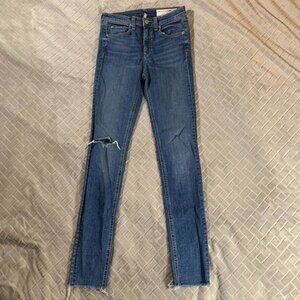 Rag & Bone Womens 26 Denim Jeans Blue Skinny High Rise Distressed Fray Stretch